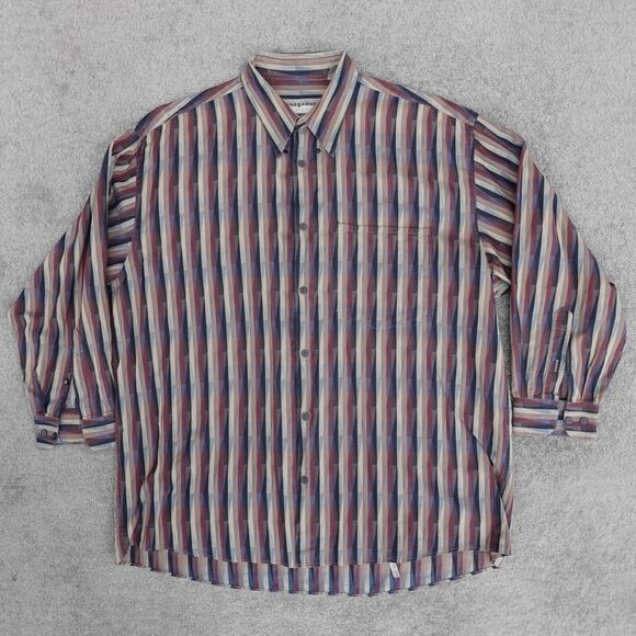 JHANE BARNES Shirt Mens Large L Multicolor Striped Button Down Long Sleeve - Picture 1 of 10